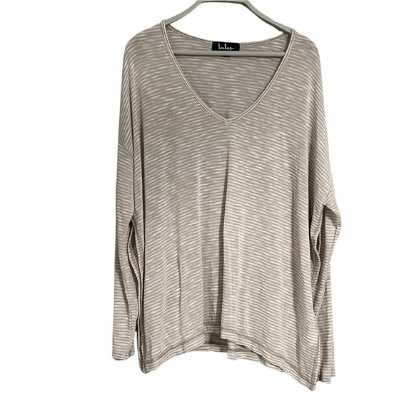 Lulu’s long sleeve split hem pullover knit blouse large - Picture 1 of 8